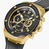 Guess Poseidon Chronograph Black Dial Black Silicone Strap Watch For Men - GW0425G1