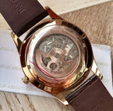 Emporio Armani Epoca White Skeletal Dial Black Leather Strap Watch For Men - AR2073