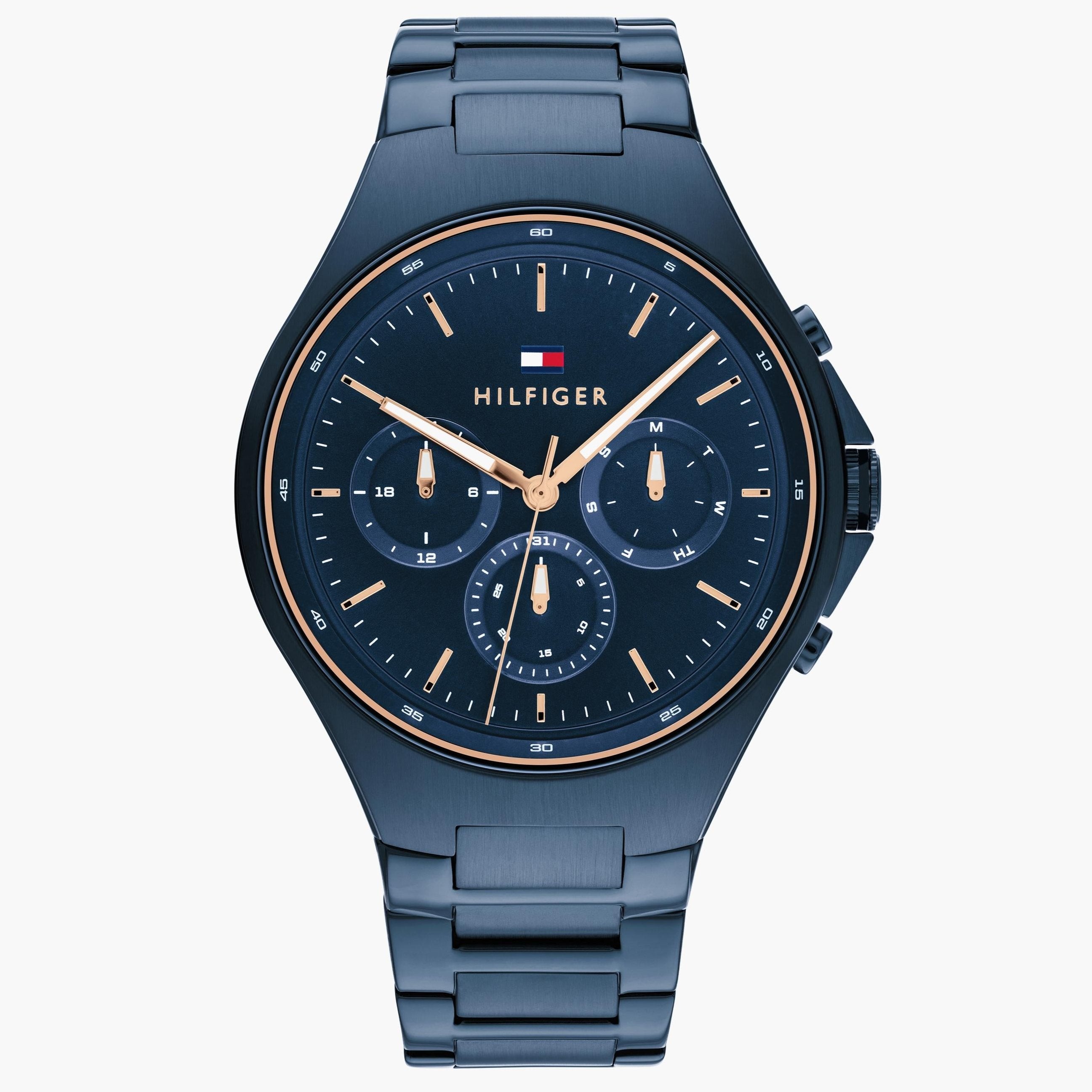 Tommy Hilfiger Justin Chronograph Blue Dial Blue Steel Strap Watch For Men - 1792058