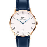 Daniel Wellington Dapper Somerset White Dial Blue Leather Strap Watch For Men - DW00100193