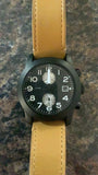 Marc Jacobs Larry Chronograph Black Dial Brown Leather Strap Watch for Men - MBM5053