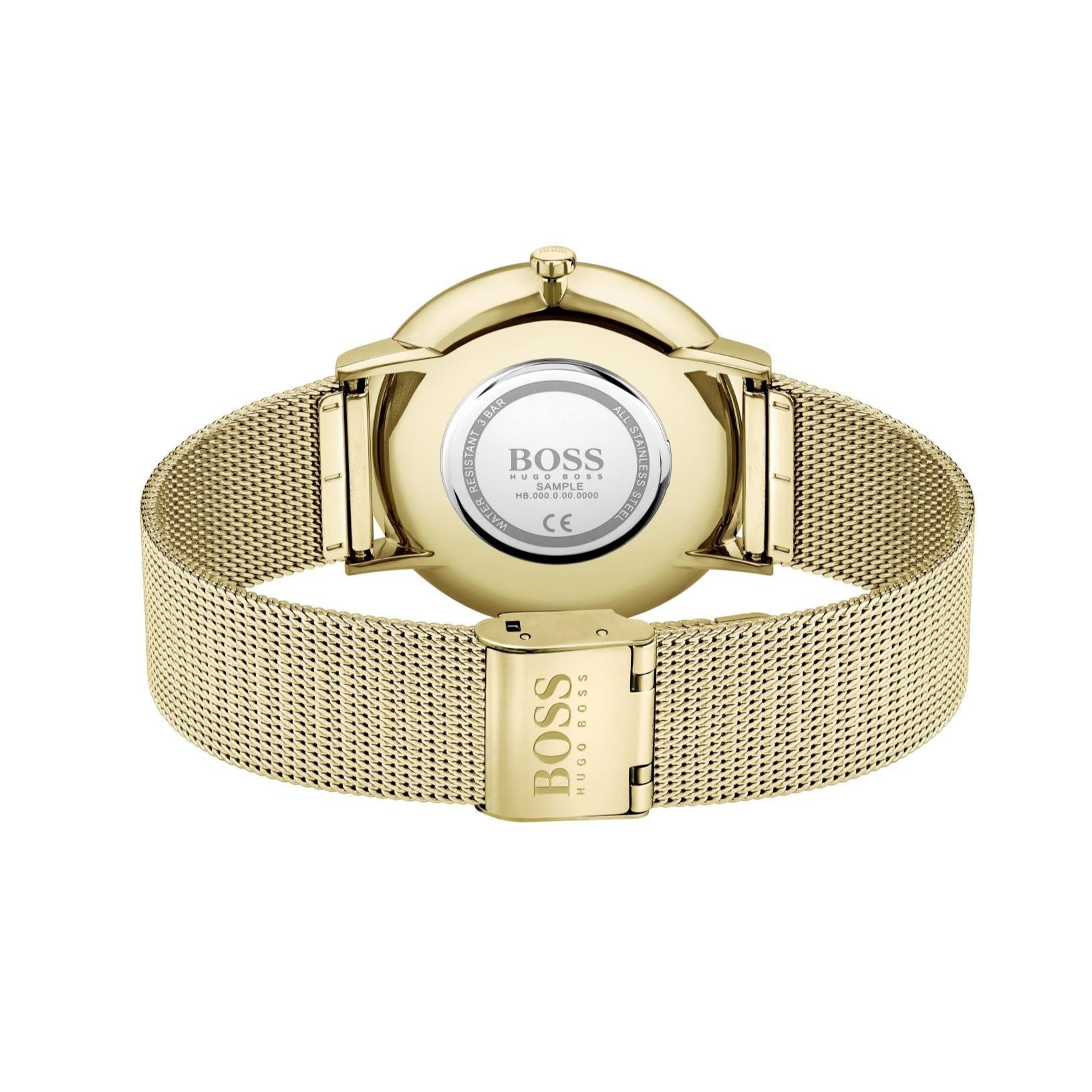 Hugo Boss Horizon Quartz Black Dial Gold Mesh Bracelet Watch For Men - HB1513735