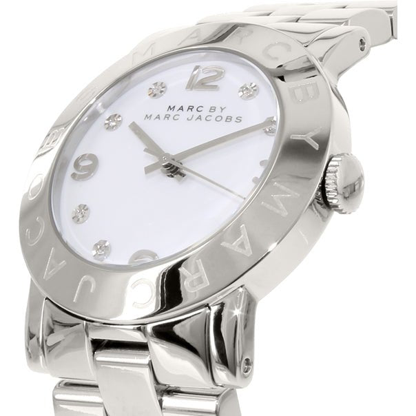 Marc Jacobs Amy White Dial Silver Steel Strap Watch for Women - MBM3054