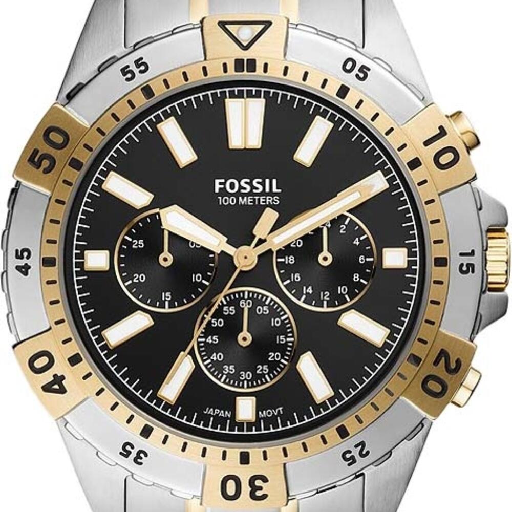 Fossil Garrett Analog Black Dial Two Tone Steel Strap Watch for Men - FS5771