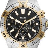 Fossil Garrett Analog Black Dial Two Tone Steel Strap Watch for Men - FS5771