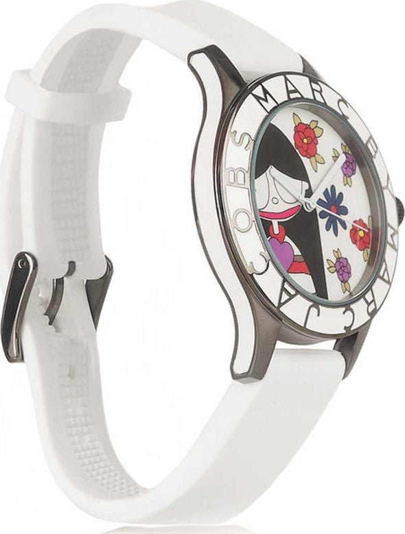 Marc Jacobs Miss Marc Flower White Dial White Silicone Strap Watch for Women - MBM5513