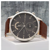 Tommy Hilfiger Kane Grey Dial Brown Leather Strap Watch for Men - 1710398