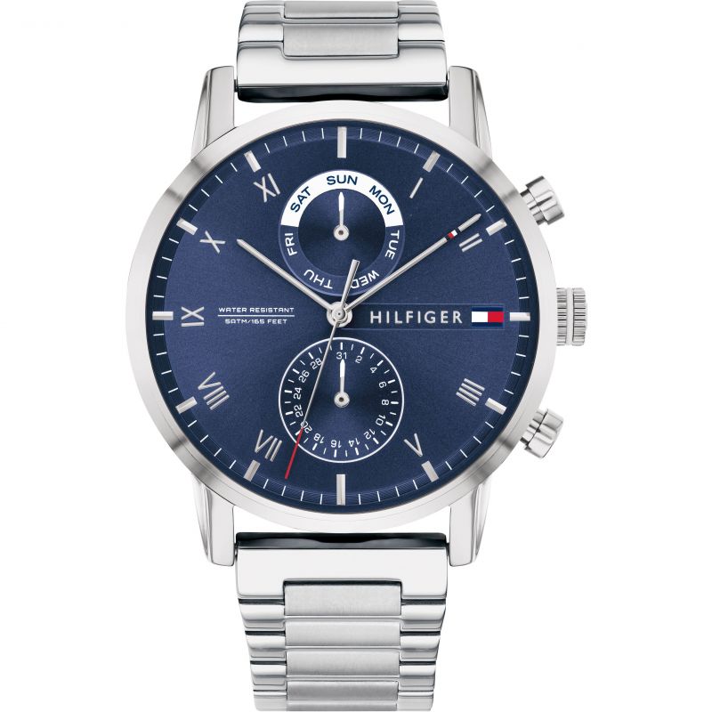 Tommy Hilfiger Kane Blue Dial Silver Steel Strap Watch for Men - 1710401