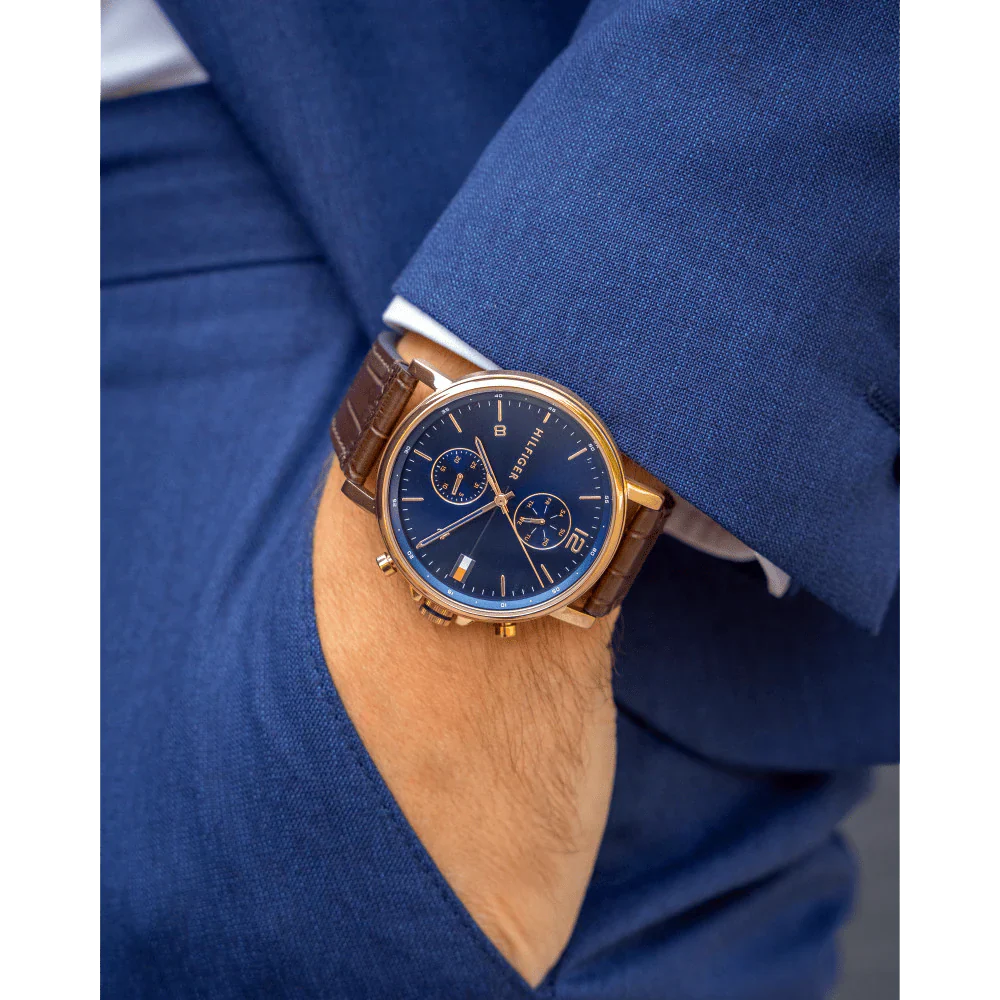 Tommy Hilfiger Daniel Blue Dial Brown Leather Strap Watch for Men - 1710418