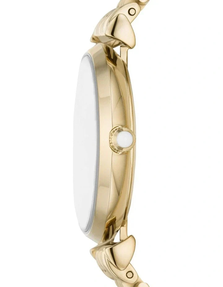 Emporio Armani Gianni T Bar Analog Crystals Gold Dial Gold Steel Strap Watch For Women - AR11608