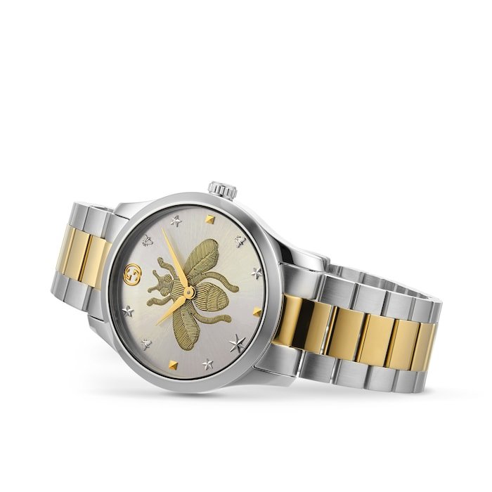 Gucci G Timeless Silver Dial Two Tone Steel Strap Watch For Women - YA126599