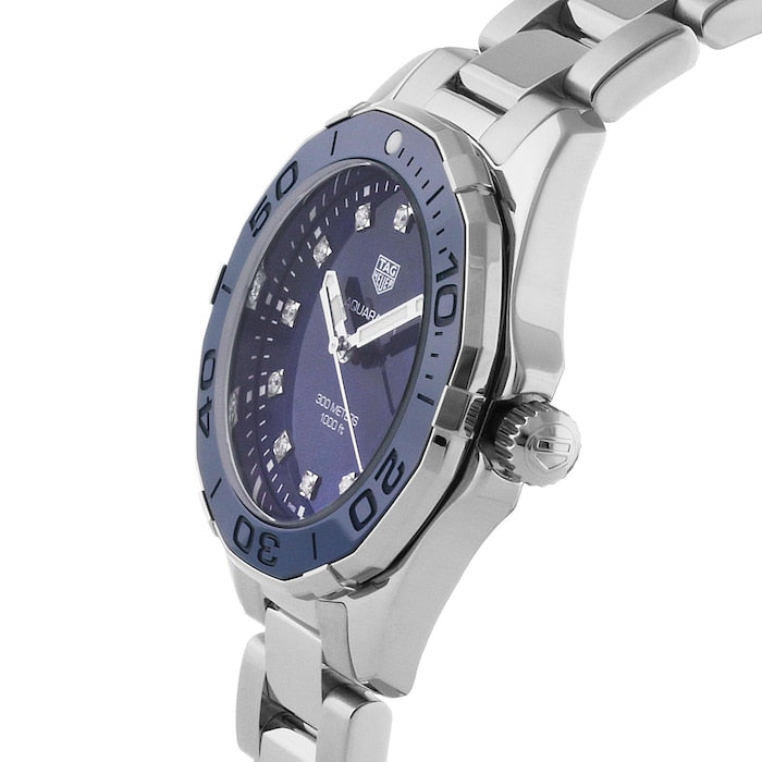 Tag Heuer Aquaracer Diamonds Blue Dial Silver Steel Strap Watch for Women - WAY131L.BA0748