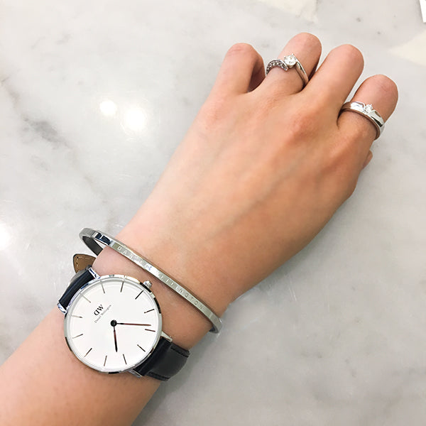 Daniel Wellington Classic Petite Reading White Dial Black Leather Strap Watch For Women - DW00100185