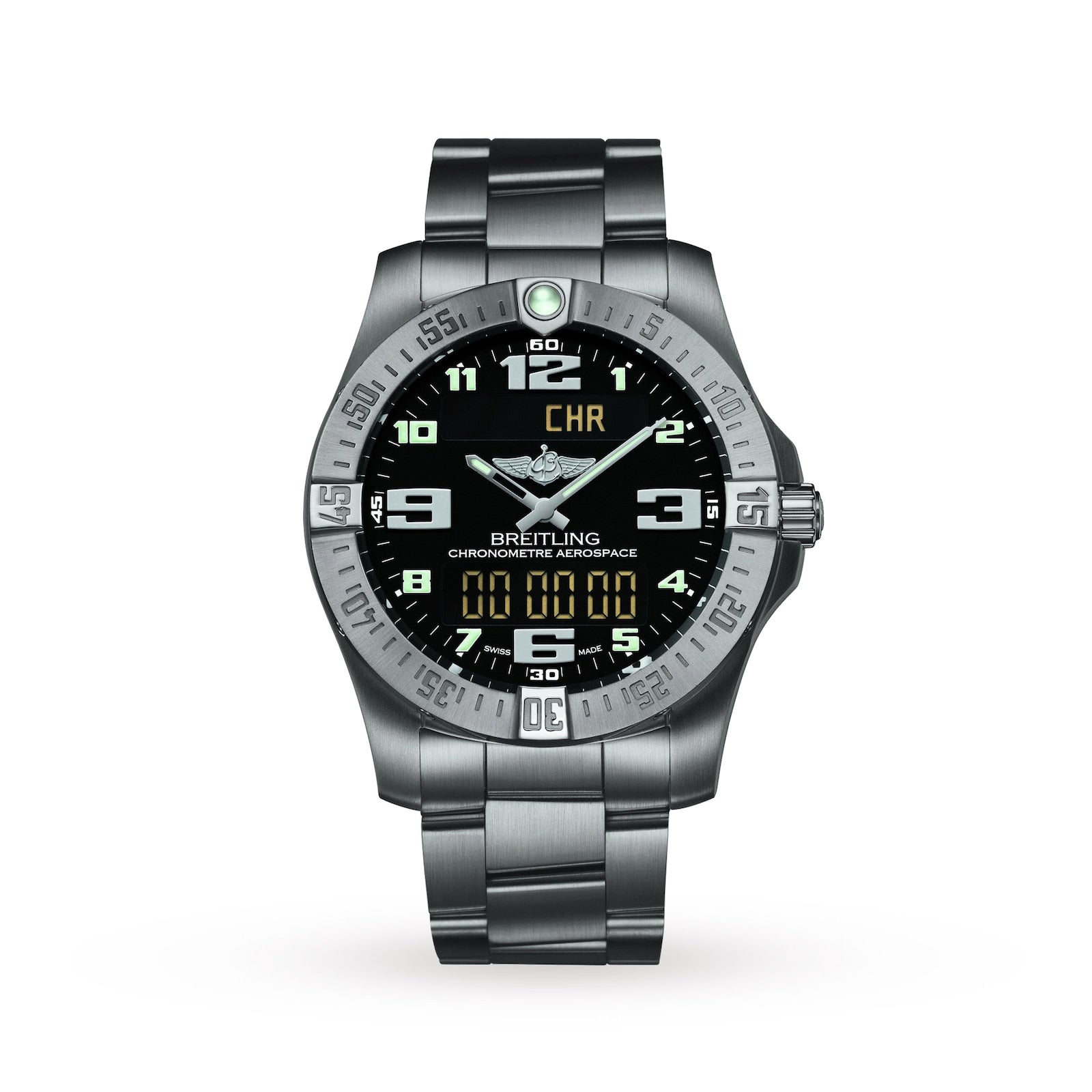 Breitling Aerospace Evo Black Dial Silver Steel Strap Watch for Men - E79363101B1E1