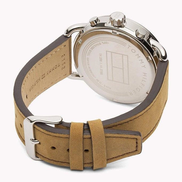 Tommy Hilfiger Briggs Chronograph Blue Dial Brown Leather Strap Watch for Men - 1791424