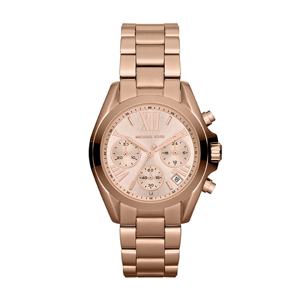 Michael Kors Bradshaw Chronograph Rose Gold Dial Rose Gold Steel Strap Watch for Women - MK5799
