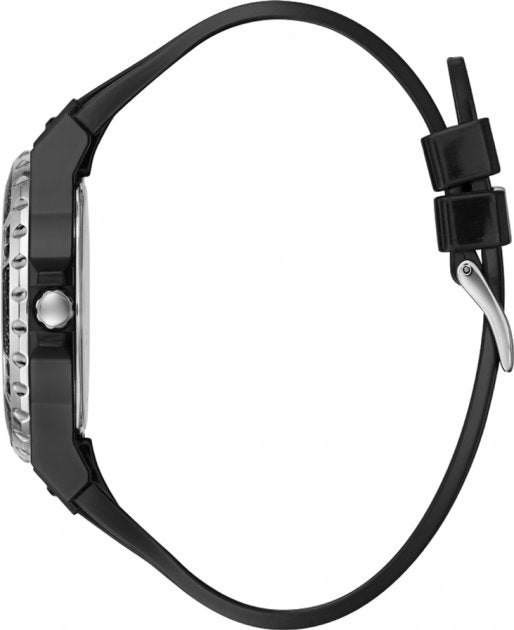 Guess Limelight Diamonds Black Dial Black Rubber Strap Watch for Women - GW0041L5