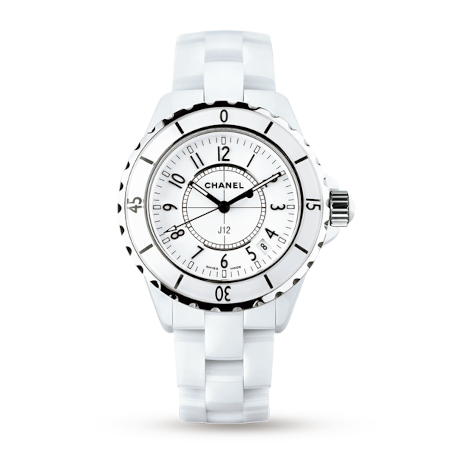 Chanel J12 Ceramic White Dial White Steel Strap Watch for Women - J12 H0968