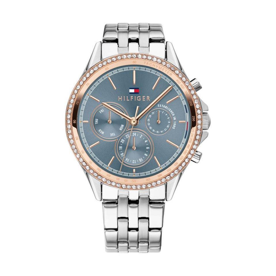 Tommy Hilfiger Ari Diamonds Blue Dial Silver Steel Strap Watch for Women - 1781976