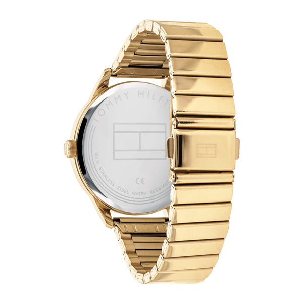 Tommy Hilfiger Brooke Black Dial Gold Steel Strap Watch for Women  - 1782019