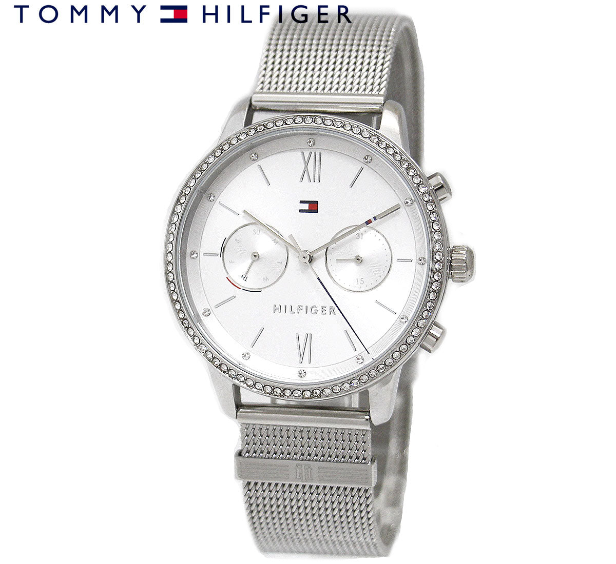 Tommy Hilfiger Blake Diamonds Silver Dial Silver Mesh Bracelet Watch for Women - 1782301