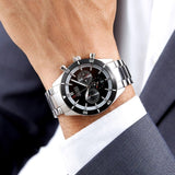 Hugo Boss Santiago Black Dial Silver Steel Strap Watch for Men - 1513862