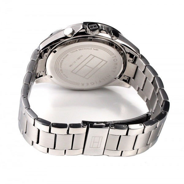 Tommy Hilfiger Luke Chronograph Black Dial Silver Steel Strap Watch for Men - 1791104