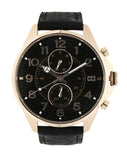 Tommy Hilfiger Dean Chronograph Quartz Black Dial Black Leather Strap Watch for Men - 1791273