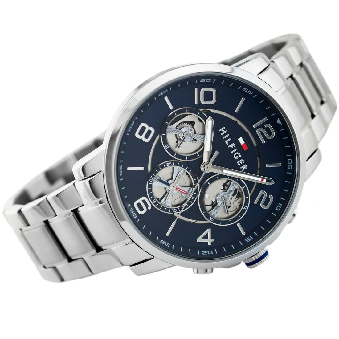 Tommy Hilfiger Keagan Blue Dial Silver Steel Strap Watch for Men - 1791293