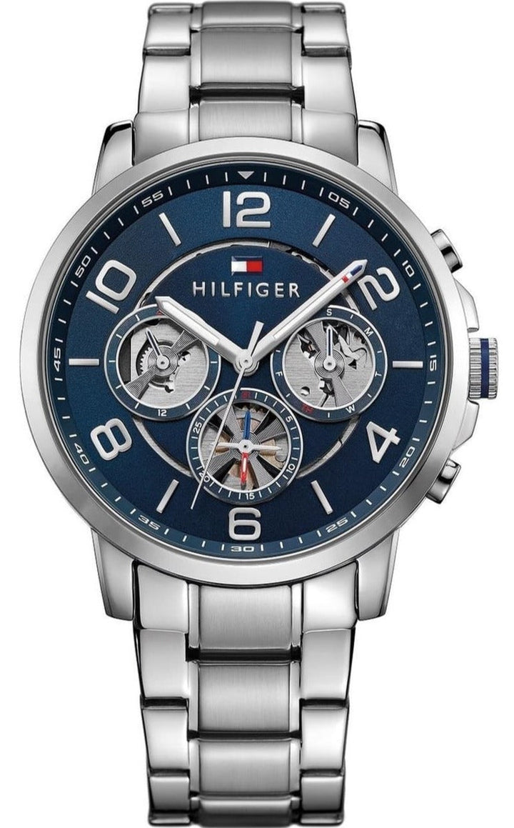 Tommy Hilfiger Keagan Blue Dial Silver Steel Strap Watch for Men - 1791293