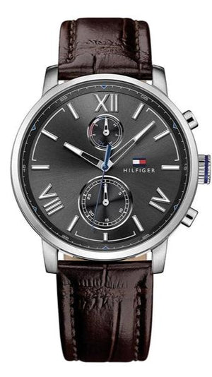 Tommy Hilfiger Aiden Quartz Black Dial Brown Leather Strap Watch for Men - 1791309