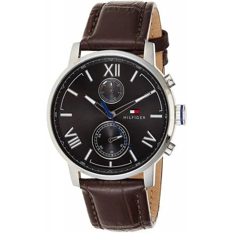 Tommy Hilfiger Aiden Quartz Black Dial Brown Leather Strap Watch for Men - 1791309