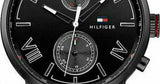 Tommy Hilfiger Aden Chronograph Black Dial Black Leather Strap Watch for Men - 1791310