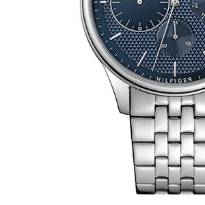 Tommy Hilfiger Damon Chronograph Blue Dial Silver Steel Strap Watch for Men - 1791416