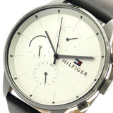 Tommy Hilfiger Lexor Silver Dial Black Leather Strap Watch For Men - 1791489