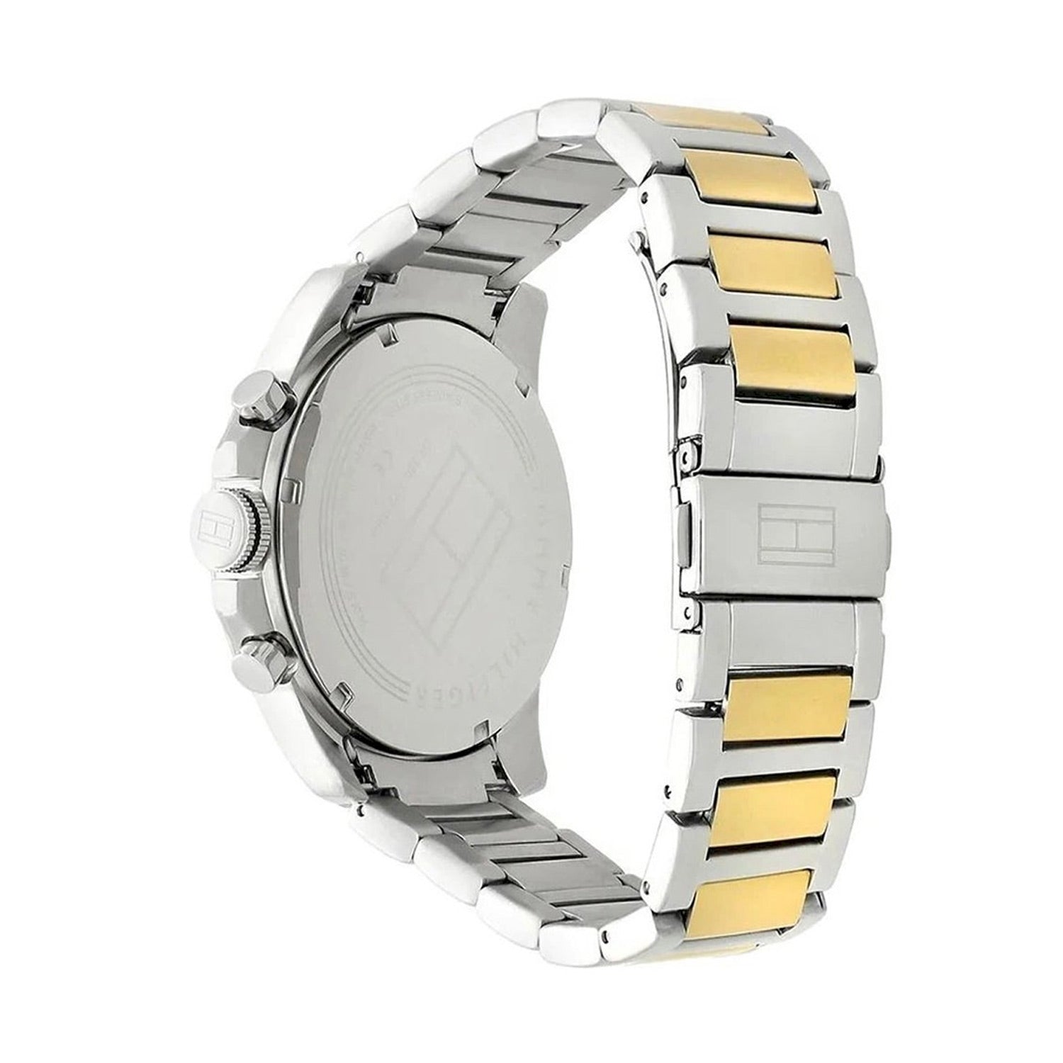 Tommy Hilfiger Decker Chronograph Black Dial Two Tone Steel Strap Watch for Men - 1791559