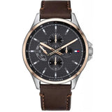 Tommy Hilfiger Shawn Multifunction Grey Dial Brown Leather Strap Watch for Men - 1791615