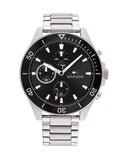 Tommy Hilfiger Larson Multifunction Black Dial Silver Steel Strap Watch For Men - 1791916