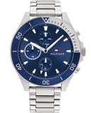 Tommy Hilfiger Larson Chronograph Blue Dial Silver Steel Strap Watch For Men - 1791917