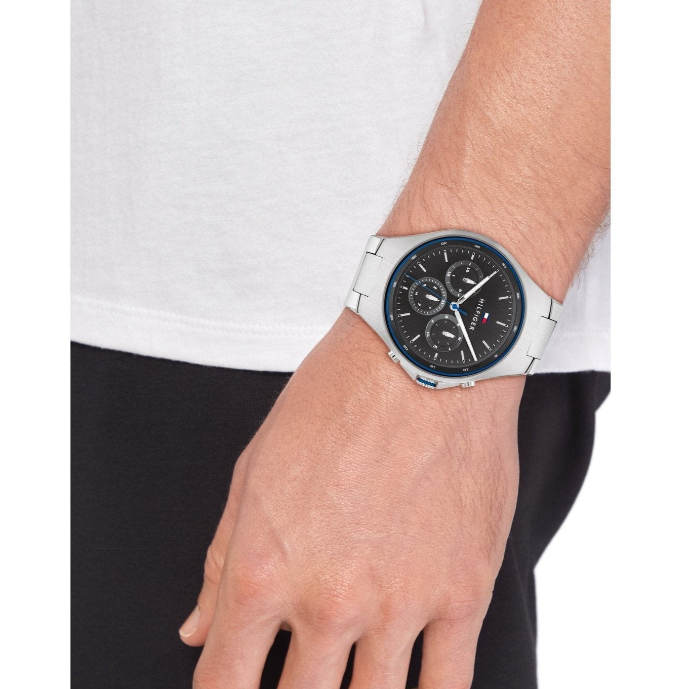 Tommy Hilfiger Justin Chronograph Gray Dial Silver Steel Strap Watch For Men - 1792054