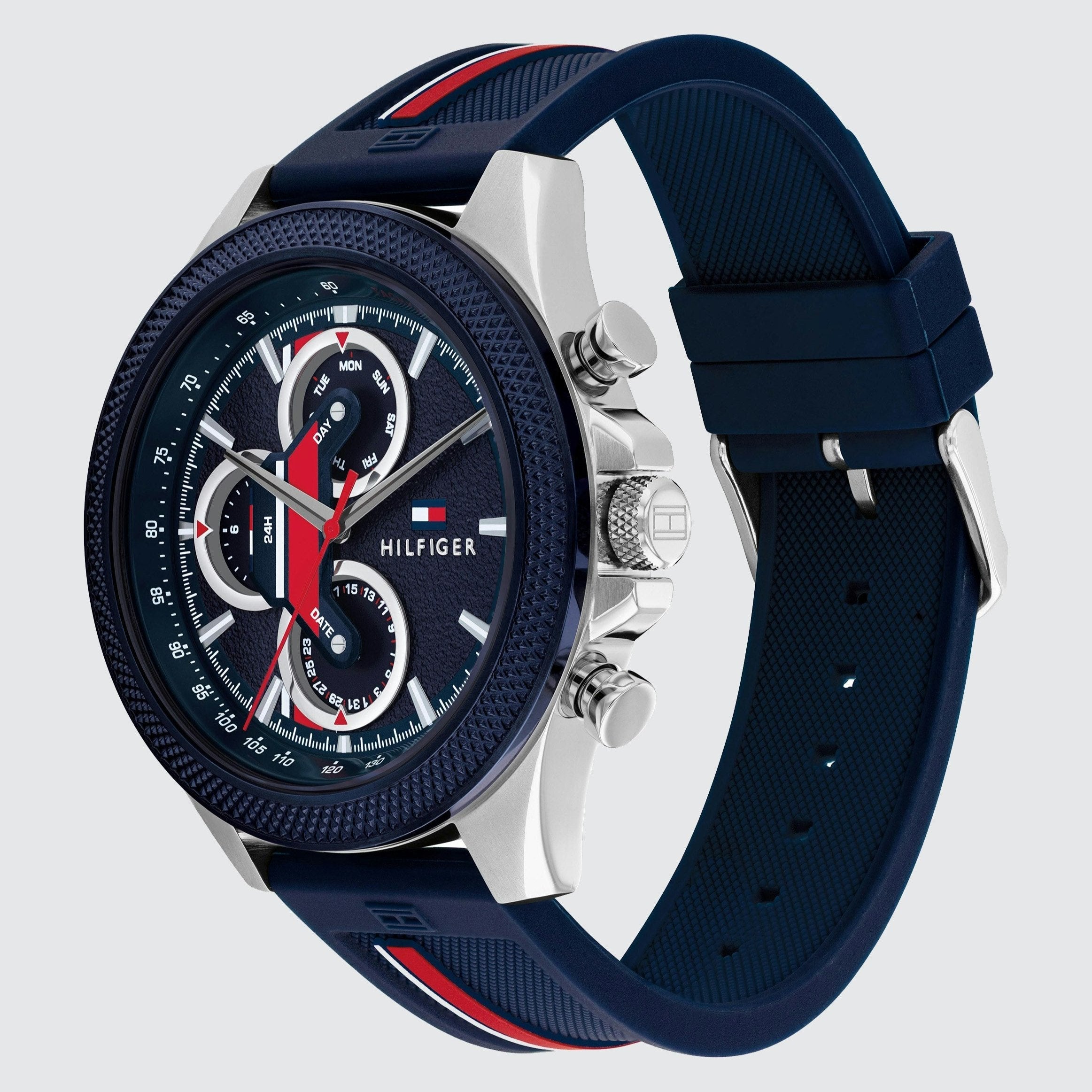 Tommy Hilfiger Clark Chronograph Blue Dial Black Leather Strap Watch For Men - 1792083