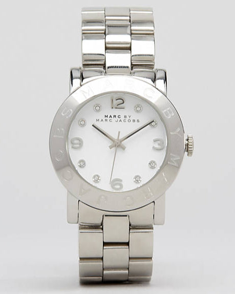 Marc Jacobs Amy White Dial Silver Steel Strap Watch for Women - MBM3054