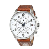 Tommy Hilfiger Dean Quartz Multifunction White Dial Brown Leather Strap Watch for Men - 1791274