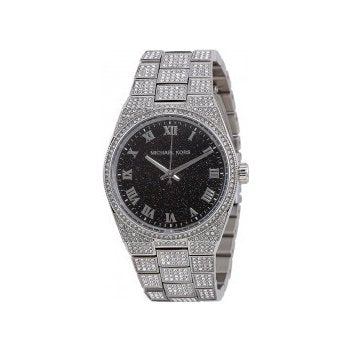 Michael Kors Channing Diamonds Black Dial Silver Steel Strap Watch for Women - MK6089