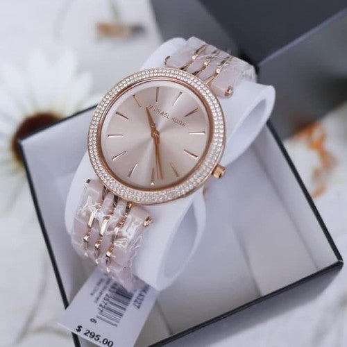 Michael Kors Darci Rose Gold Dial Two Tone Steel Strap Watch for Women - MK4327