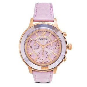 Swarovski Octea Lux Chrono Purple Dial Purple Leather Strap Watch for Women - 5632263