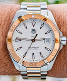 Tag Heuer Aquaracer Quartz White Dial Silver Strap Watch for Men - WAY1150.BD0911