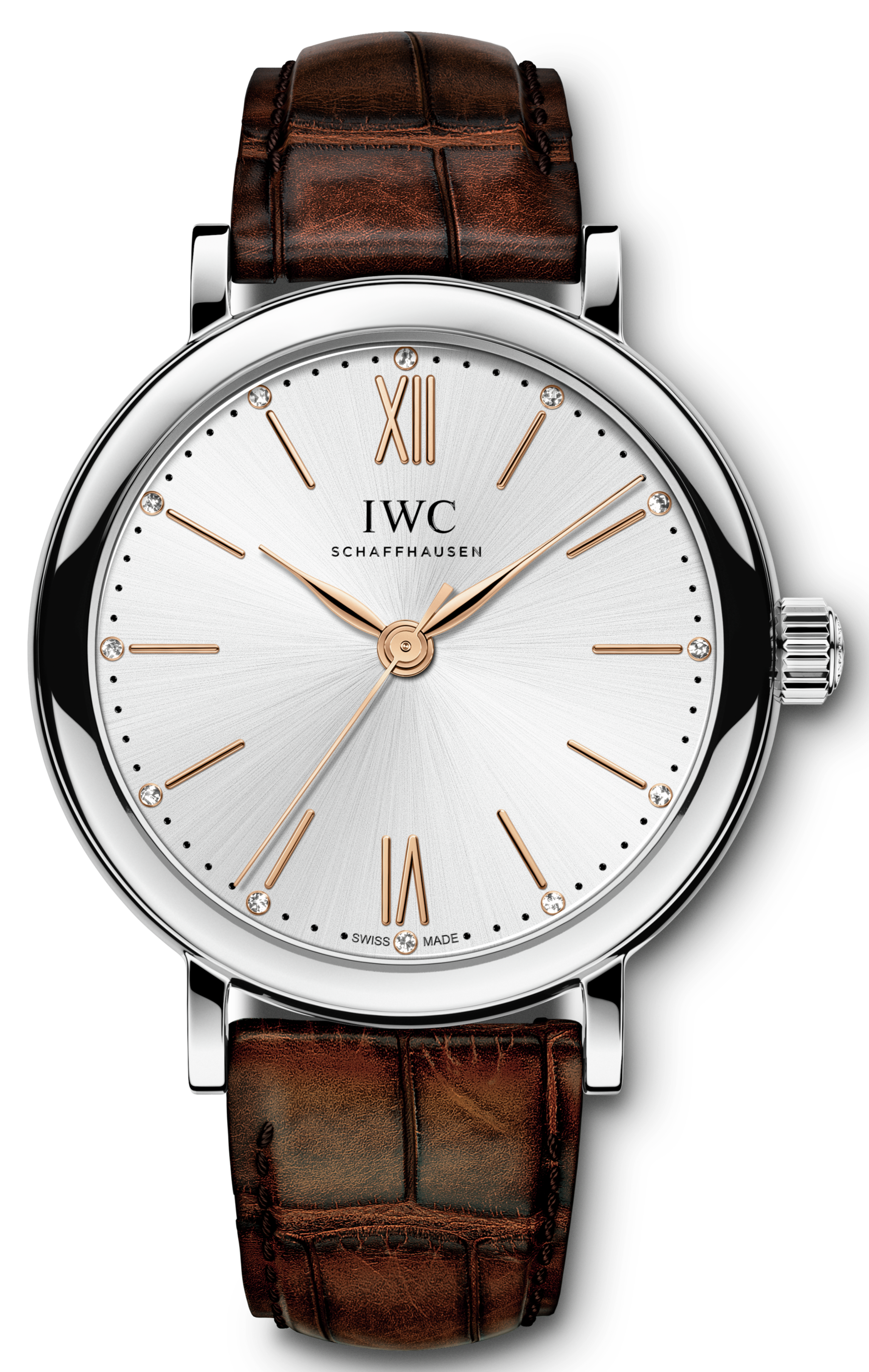 IWC Portofino Automatic Silver Dial Brown Leather Strap Watch for Women - IW357403