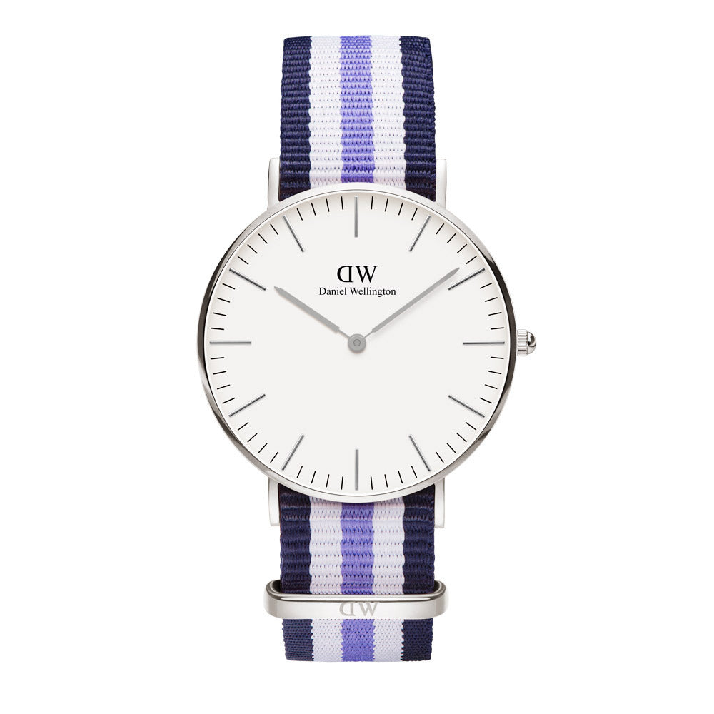 Daniel Wellington Classic Trinity White Dial Three Tone Nylon Strap Watch For Women - 0609DW