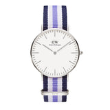 Daniel Wellington Classic Trinity White Dial Three Tone Nylon Strap Watch For Women - 0609DW